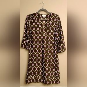 Jude Connally Brown Pink Print Dress, Small